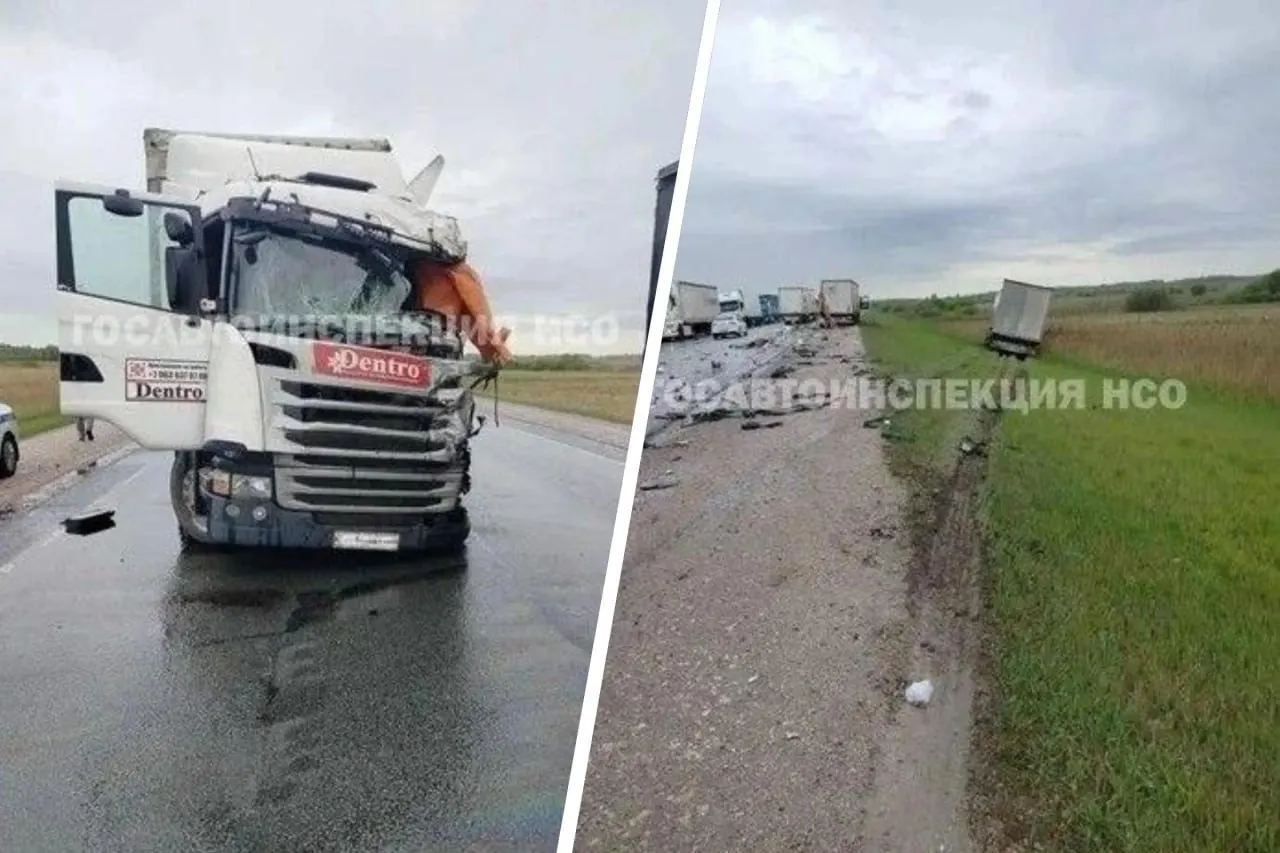 43‑летний водитель «Скании» уснул за рулём, выехал на встречную полосу и столкнулся с двумя грузовиками. Мужчина скончался на месте, движение на участке частично перекрыли.