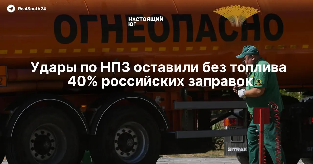 Удары дронов остановили часть нефтепереработки, сократив мощности на треть и вызвав дефицит бензина: независимые сети остались без стабильных поставок, оптовые цены стремительно растут.