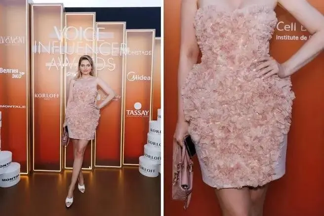 Мария Качанова пришла на VOICE Influencer Awards 2026 в пудровом платье‑корсете от омского модельера Галины Подзолко — наряд из коллекции Haute Couture оценивают в ~8 125 долларов (примерно 650 тысяч рублей).