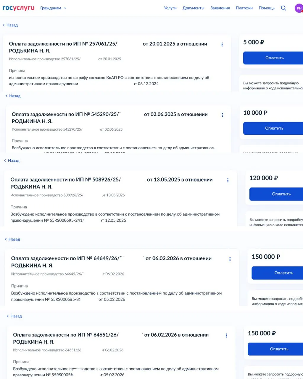 Сумма штрафов достигла 435 тыс. рублей. Ранее ему дважды назначали штрафы по 120 тыс.; против Родькина также возбуждено уголовное дело по статье об участии в деятельности «экстремистской организации».