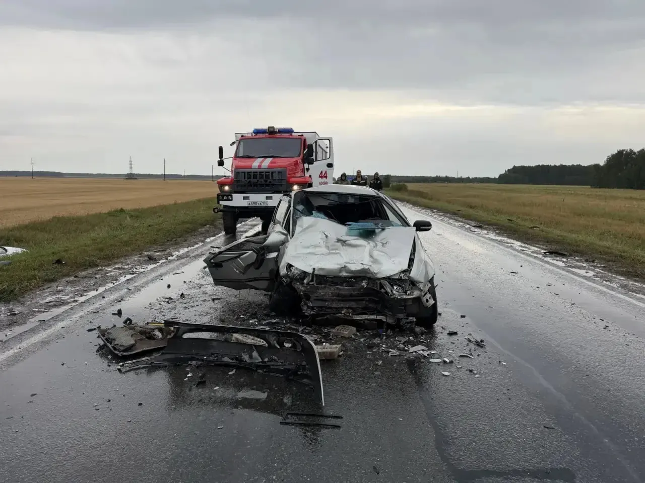 В вечернее время на трассе Омск — Одесское — Республика Казахстан произошла авария: водитель выехал на встречку и столкнулся с другим автомобилем. Пострадали оба водителя и две пассажирки, их госпитализировали; ведётся проверка.