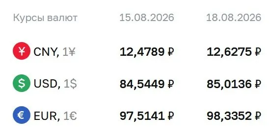 Доллар достиг 85,01 ₽, евро — 98,34 ₽, юань — 12,63 ₽; на рынке отмечается рост по основным валютам и активная работа по расчетам по ряду финансовых инструментов.