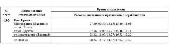 С 1 по 30 сентября автобусы будут ходить три раза в неделю; на маршруте №139 изменится график: первый рейс — 07:30, последний — 19:30.