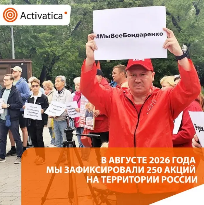Август 2026 стал пиковой точкой протестной активности: зарегистрировано около 250 акций, усиление антивоенной тематики, массовые задержания и расширение географии акций.