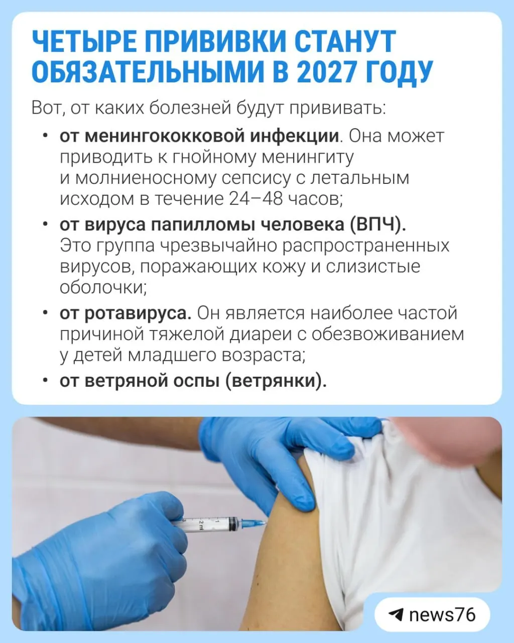 Расширение календаря вакцинации обсуждают власти; о плане внедрить four новые прививки к списку обязательных заявила Лейла Намазова-Баранова.