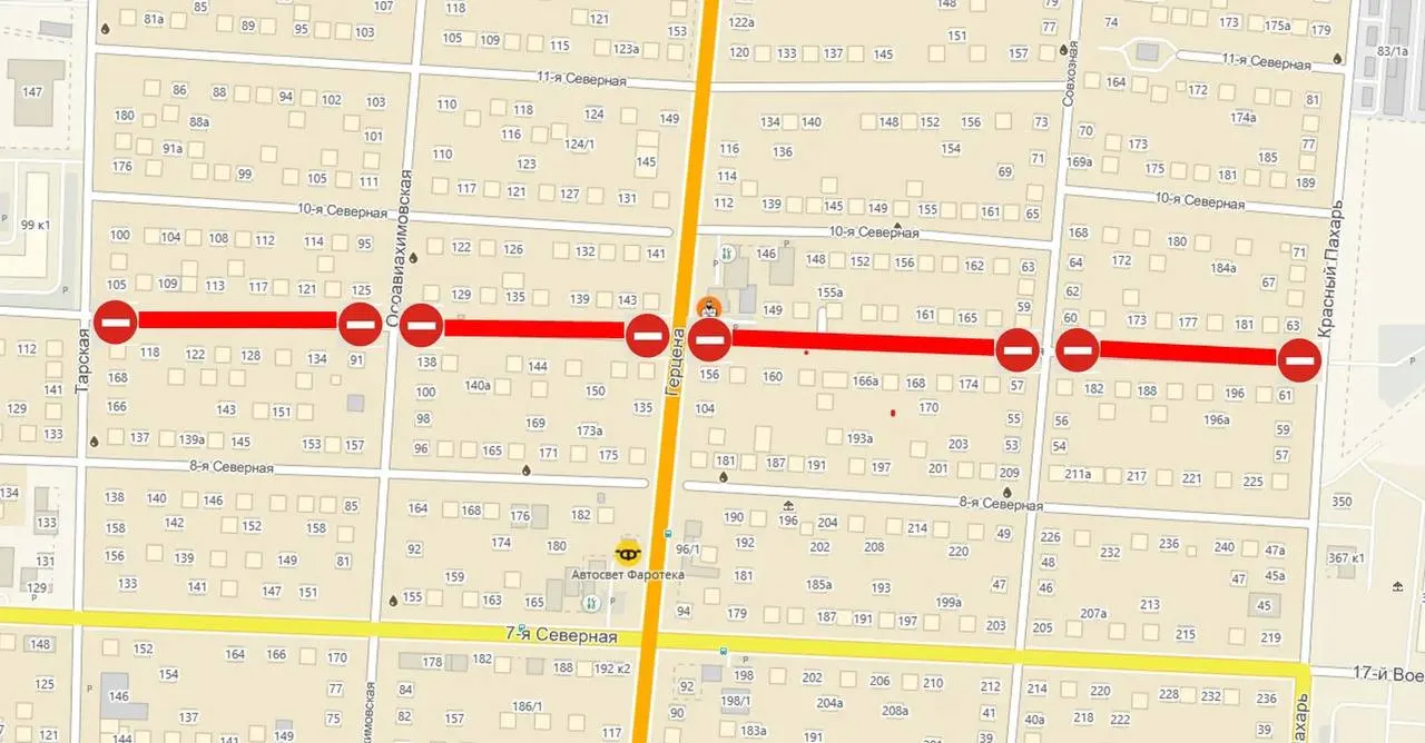 Движение по улице 9-я Северная перекрыто до 08:00 30 ноября. Объезд — по соседним улицам.