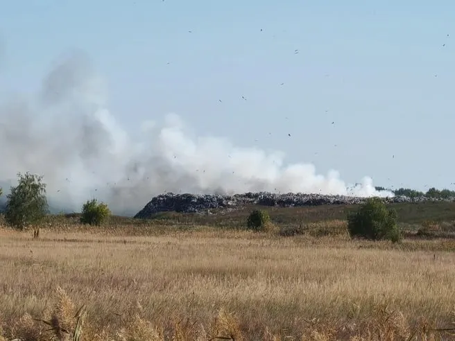 На полигон отходов в Калачинске свозят отходы из нескольких районов области и Омска; над городом стоит густой дым, площадь возгорания оценивается в сотни квадратных метров.